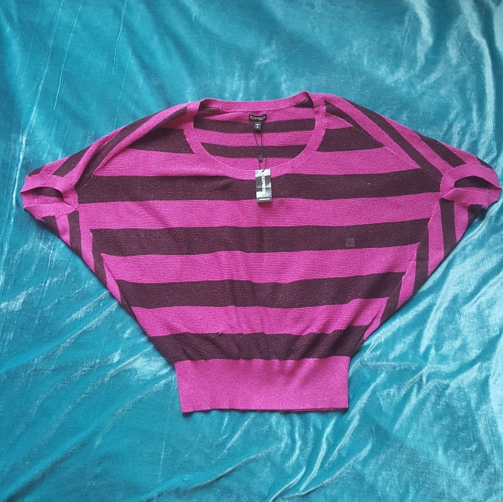Express purple light weight striped top